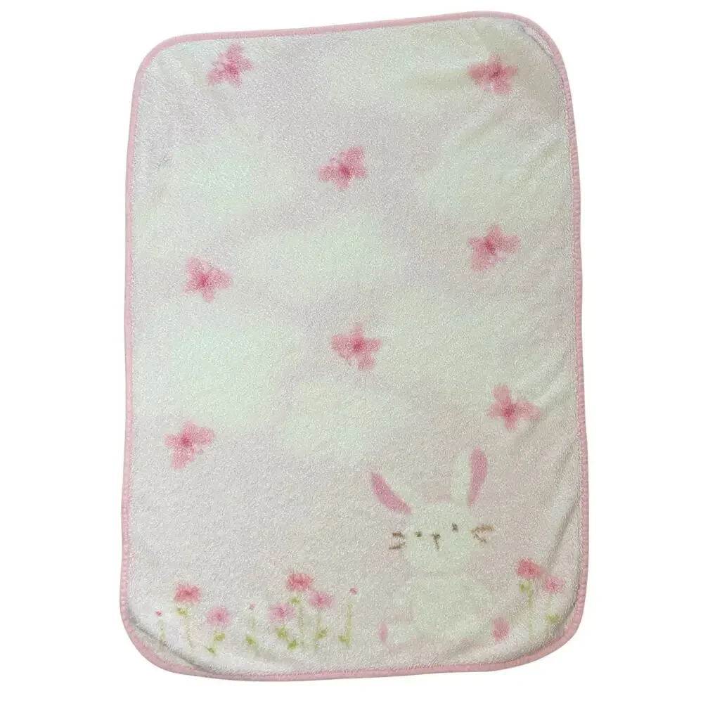 Carters Pink Bunny Baby Blanket Plush Fleece Rabbit Flowers Butterfly *READ*